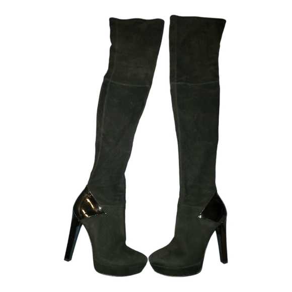 GUCCI Thigh High Soft Suede With Patent Leather Ankles Boots RARE WOMEN'S 38 - Picture 1 of 12